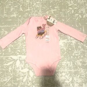 Dip Pink Bodysuit with Bear and Scarf Design